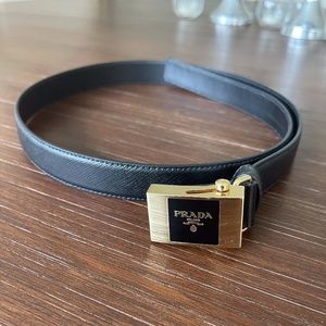 Prada Enamel Buckle Saffiano Leather Belt - 85